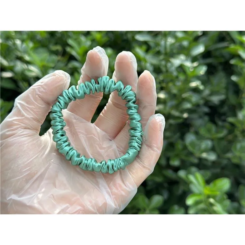 Bamboo Green silk scrunchies mini