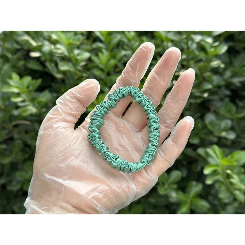 Bamboo Green silk scrunchies mini