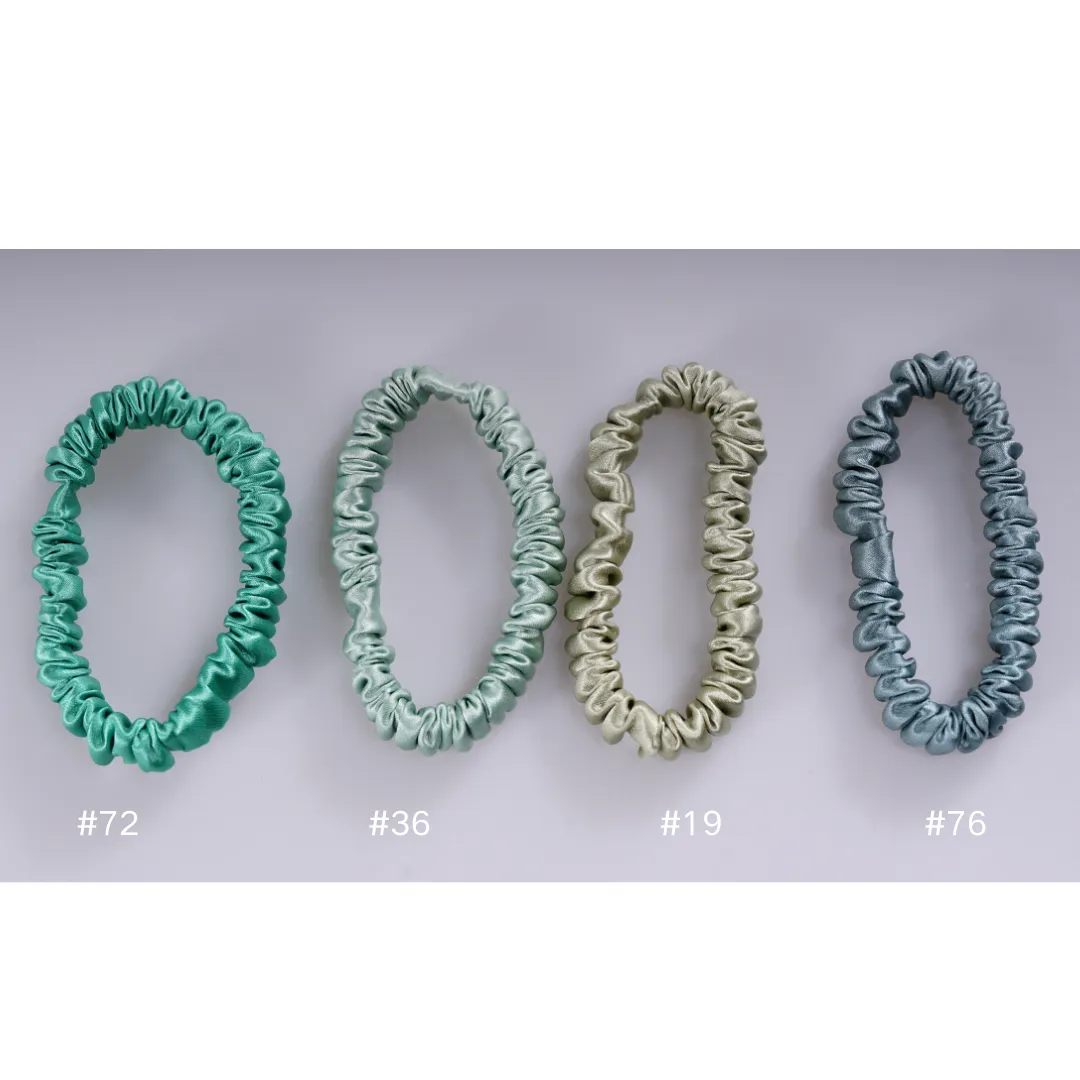Bamboo Green silk scrunchies mini