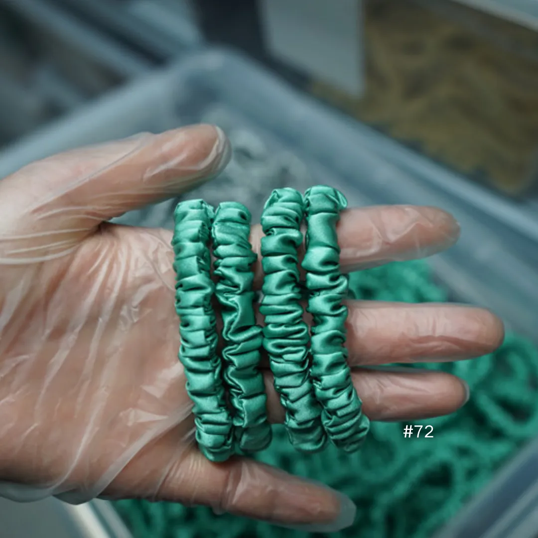 Bamboo Green silk scrunchies mini