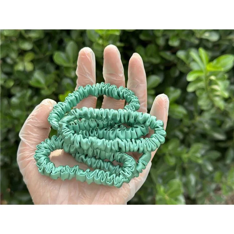 Bamboo Green silk scrunchies mini