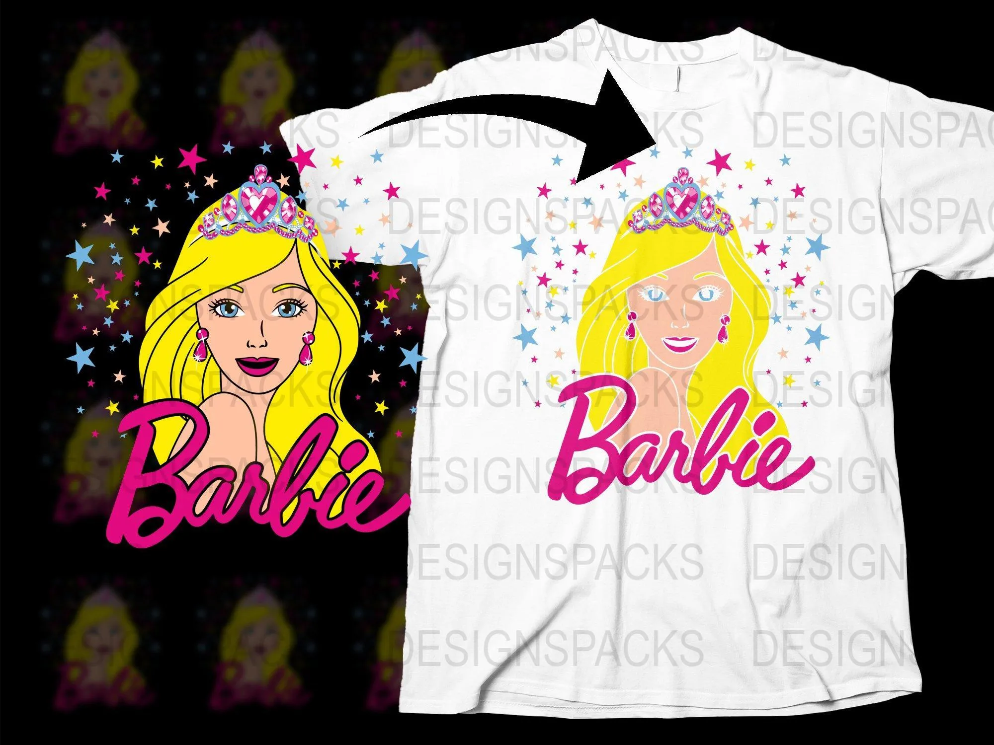 Barbie Princess Graphic Print Casual Png Digital Download
