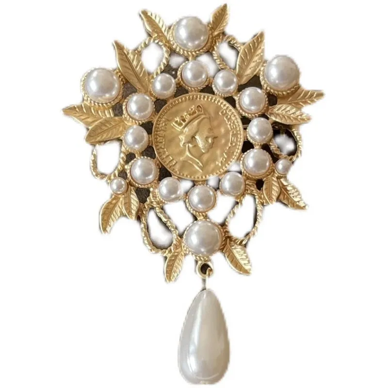 Baroque Style Women Classic Sun Chains Cross Badges Brooches