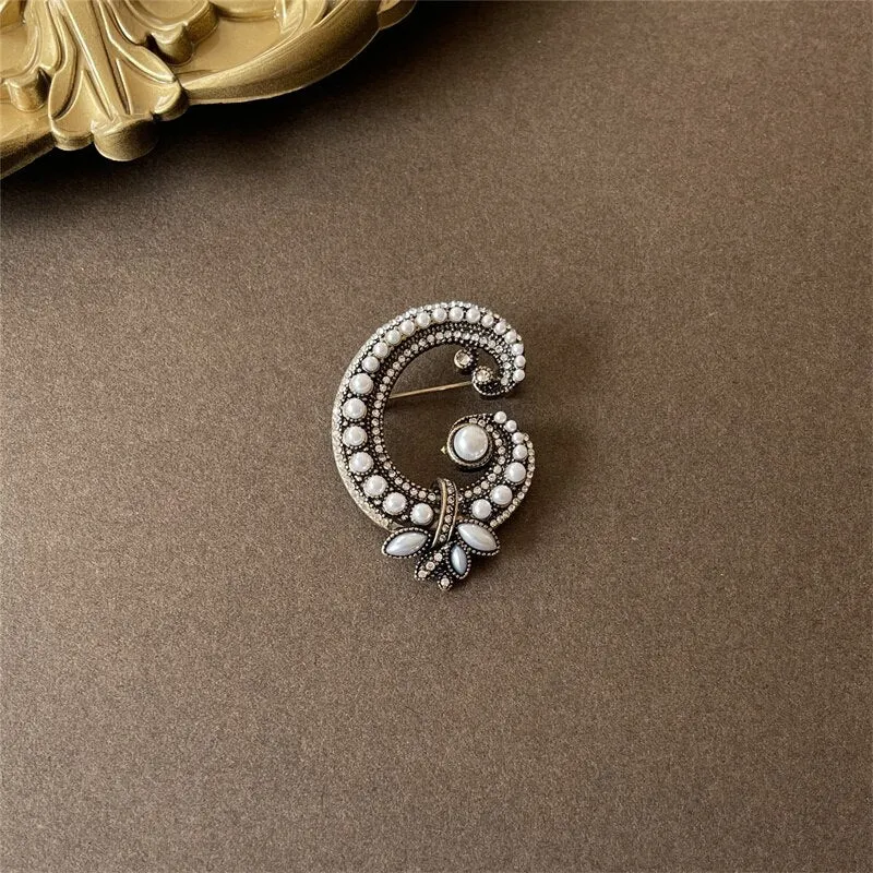 Baroque Style Women Classic Sun Chains Cross Badges Brooches