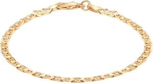 Barzel 18K Gold Plated Flat Mariner/Marina Link Chain Bracelet - Made In Brazil