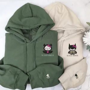 Bat-Themed Cartoon Couple Hoodies – Custom Cute Superhero Sweatshirts for Couples