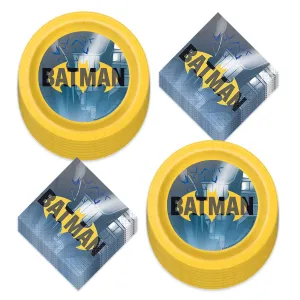 Batman Party Supplies - Batman Superhero Paper Dessert Plates and Beverage Napkins (Serves 16)