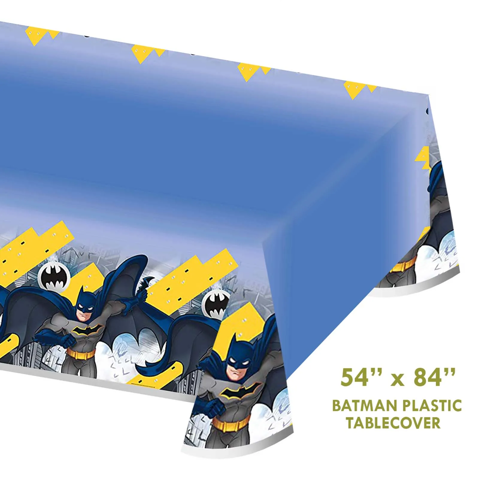 Batman Party Supplies - Batman Superhero Paper Dessert Plates, Napkins, Cups, Table Cover, and Balloons (Serves 16)