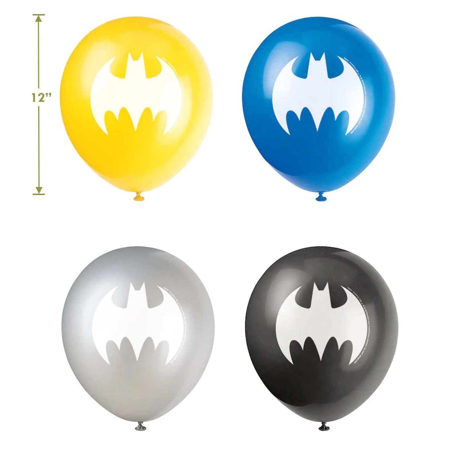 Batman Party Supplies - Batman Superhero Paper Dessert Plates, Napkins, Cups, Table Cover, and Balloons (Serves 16)