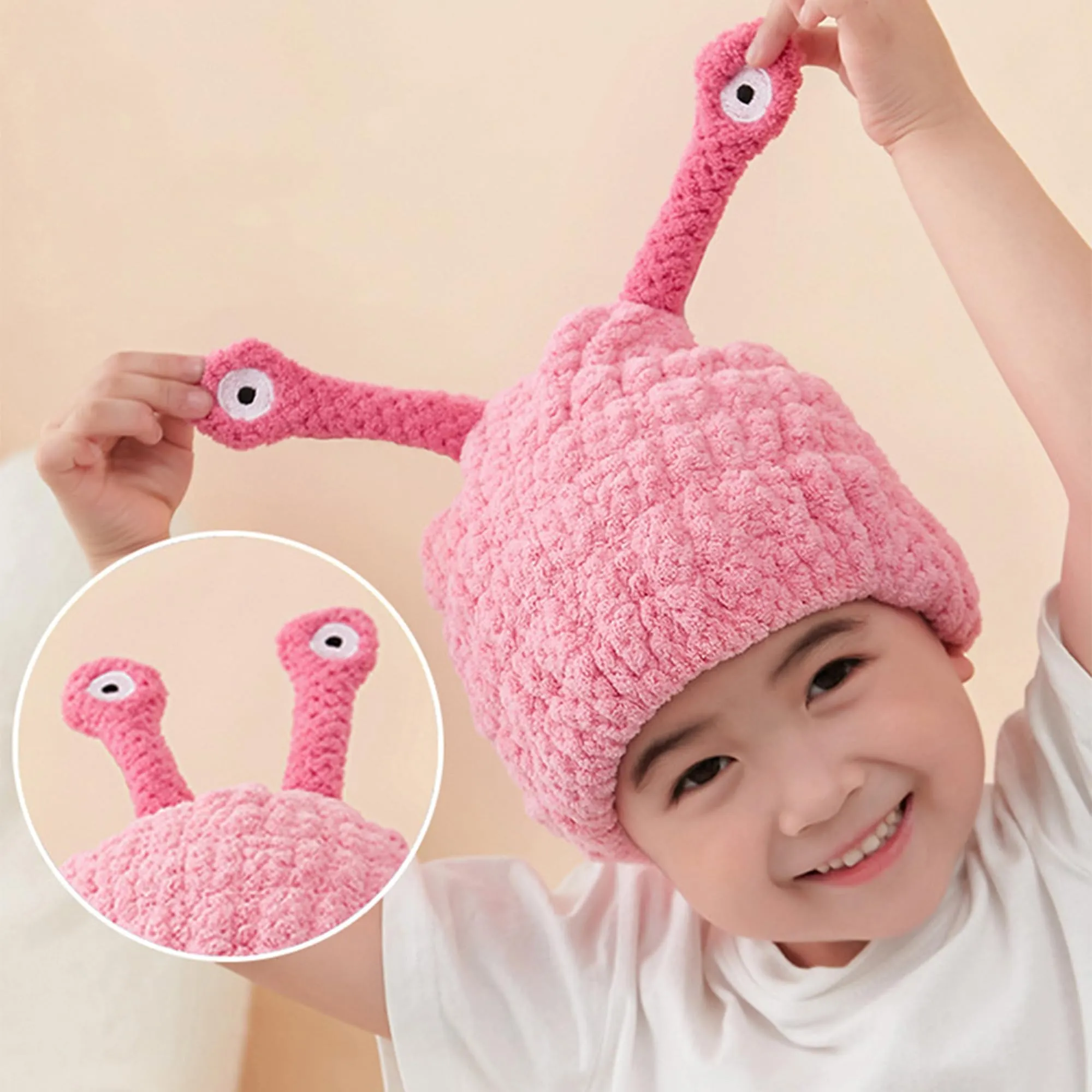 BATTILO PTY Microfiber Hair Drying Towels for Kids,Cute Funny Drying Towel Wrap, Rapid Absorbent Hair Drying Cap Hair Dry Hat Cap for Curly Long & Wet Hair (Purple)