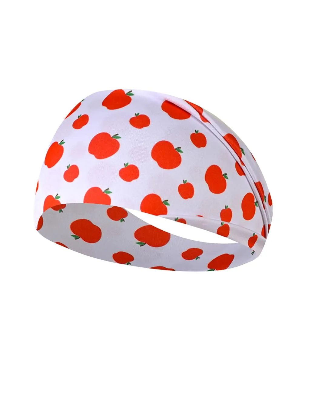 BBTDIN Apple Print Headband Turban Girls Fruits Apple Hair Band Red Apple Pattern Headwear BW88 (White Band, Free Size)