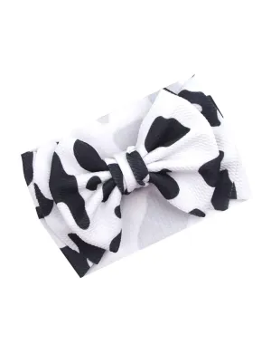 BBTDIN Baby Cow Turban Headband with Stria Hair Bows - Headwarp BBG52 (C1-Turban)