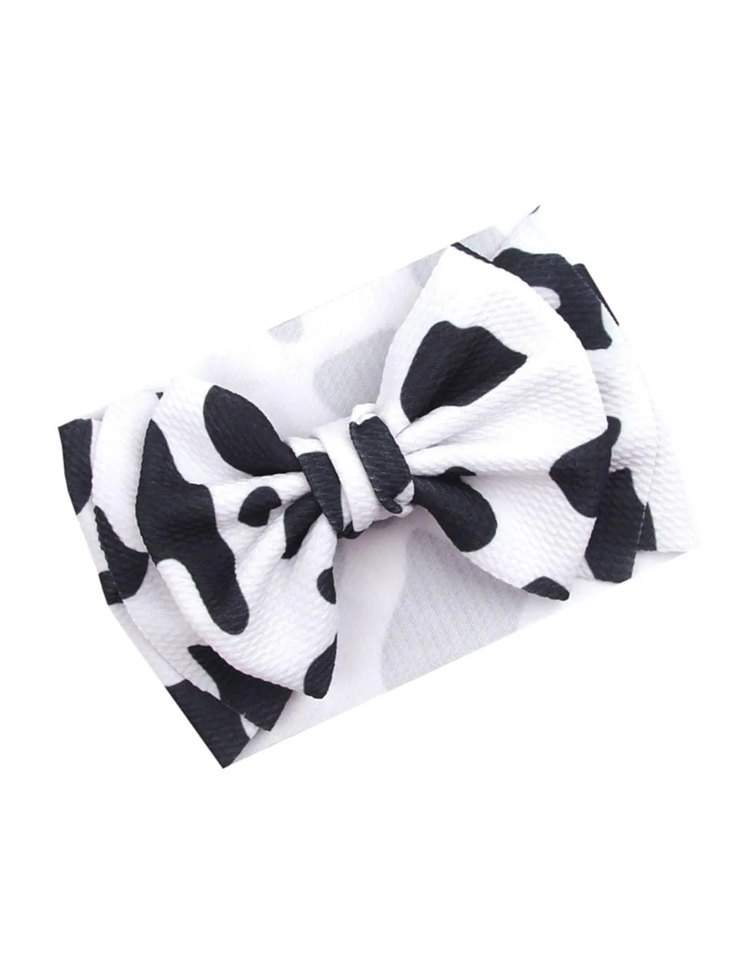 BBTDIN Baby Cow Turban Headband with Stria Hair Bows - Headwarp BBG52 (C1-Turban)