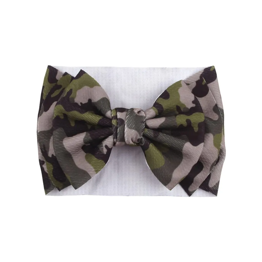 BBTDIN Baby Girls Camo Turban Headband Baby Camouflage Bowknot Baby Camo Hair Bow Headwear BBG81 (A2-Turban)