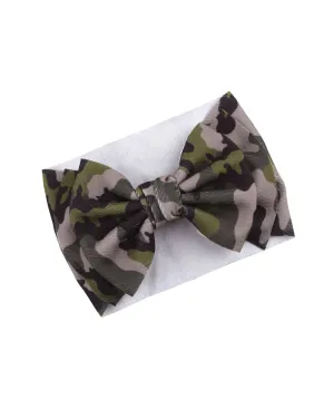BBTDIN Baby Girls Camo Turban Headband Baby Camouflage Bowknot Baby Camo Hair Bow Headwear BBG81 (A2-Turban)