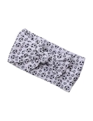 BBTDIN Baby Girls Soccer Headband Turban Infant Football Hairband Bowknot Newborn Soccer Bow Headwarp BTB10 (A1-White)