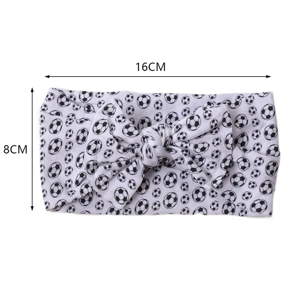 BBTDIN Baby Girls Soccer Headband Turban Infant Football Hairband Bowknot Newborn Soccer Bow Headwarp BTB10 (A1-White)