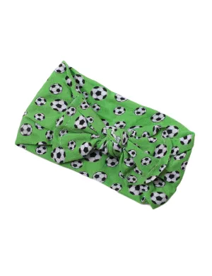 BBTDIN Baby Girls Soccer Headband Turban Infant Football Hairband Bowknot Newborn Soccer Bow Headwarp BTB10 (A2-Green)