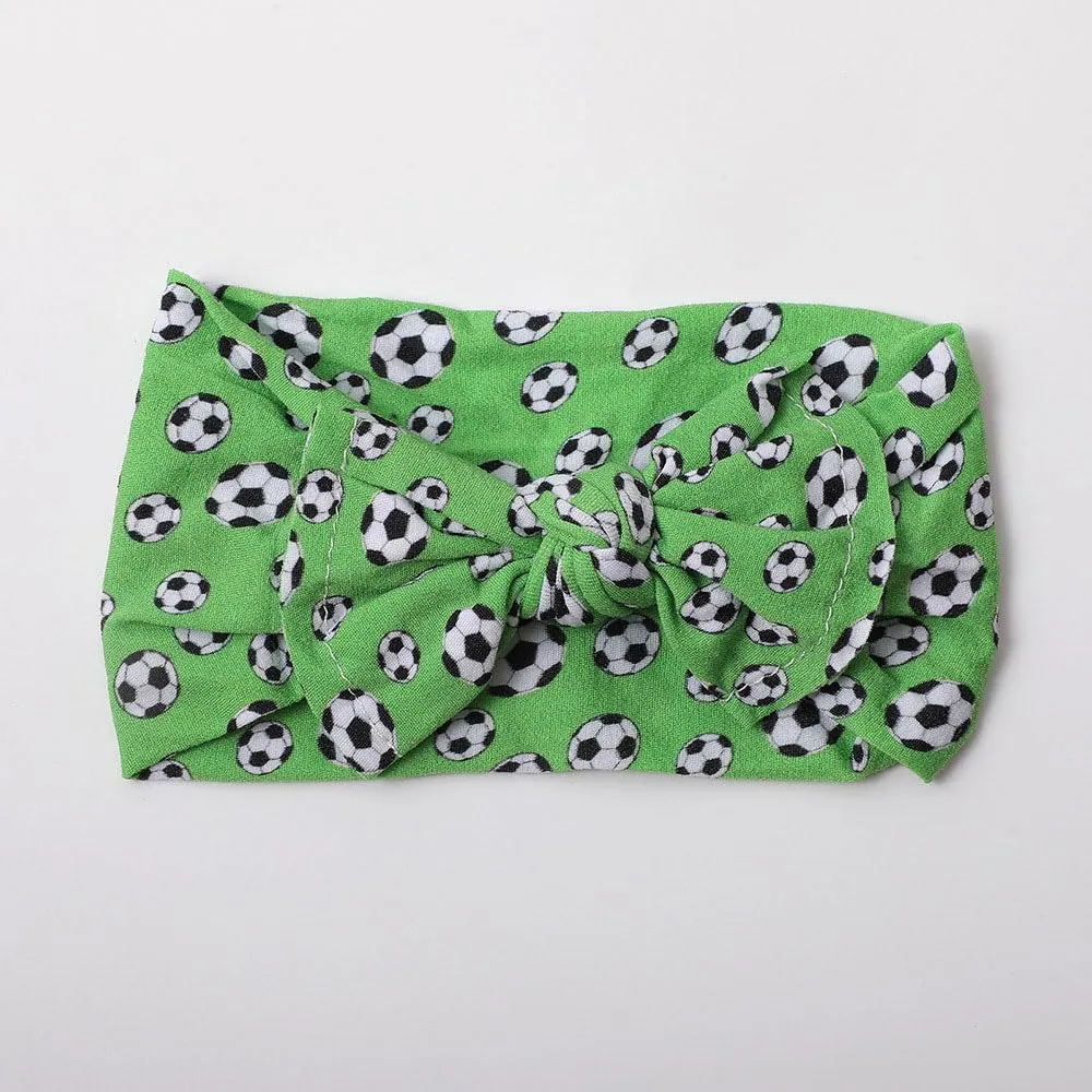 BBTDIN Baby Girls Soccer Headband Turban Infant Football Hairband Bowknot Newborn Soccer Bow Headwarp BTB10 (A2-Green)