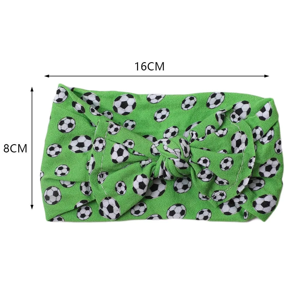 BBTDIN Baby Girls Soccer Headband Turban Infant Football Hairband Bowknot Newborn Soccer Bow Headwarp BTB10 (A2-Green)