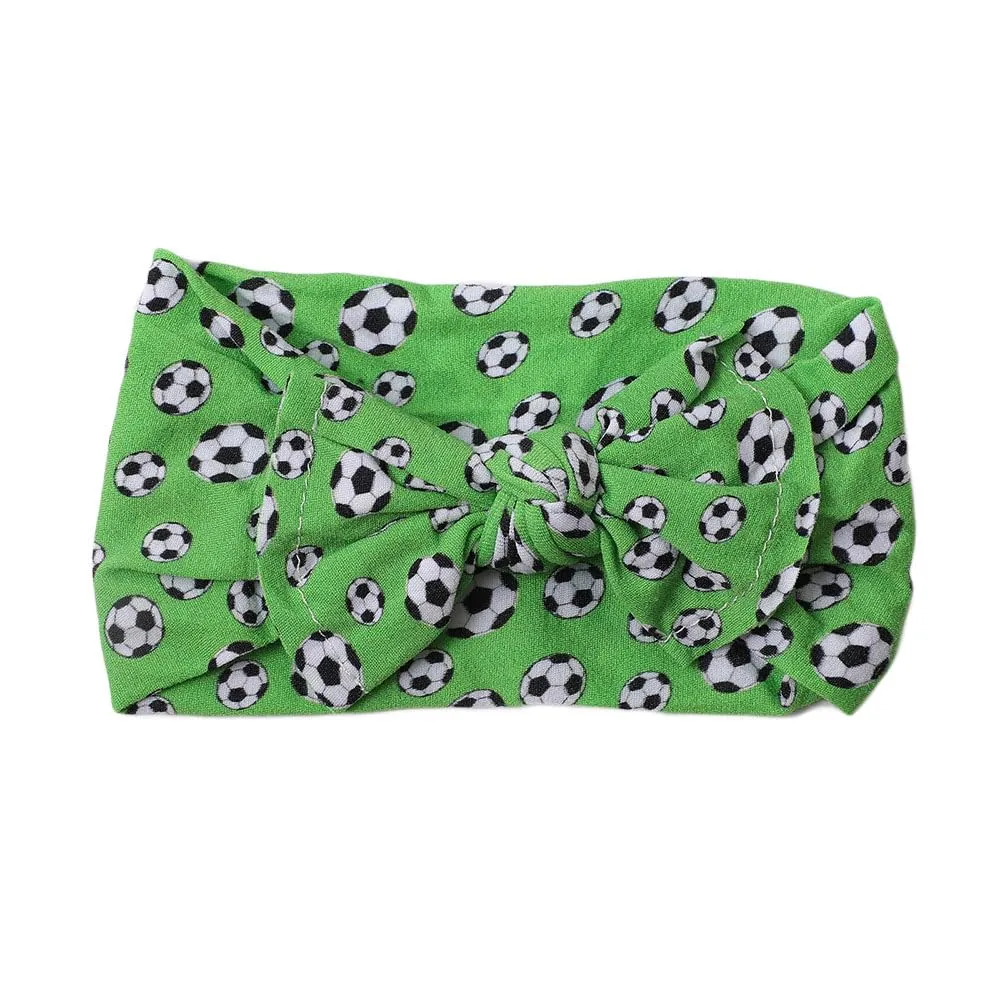 BBTDIN Baby Girls Soccer Headband Turban Infant Football Hairband Bowknot Newborn Soccer Bow Headwarp BTB10 (A2-Green)