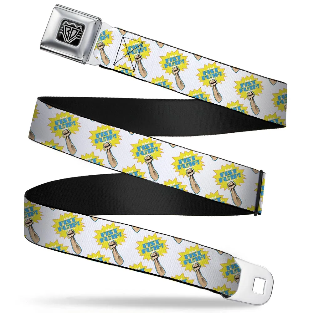 BD Wings Logo CLOSE-UP Full Color Black Silver Seatbelt Belt - Fist Pump White/Yellow Webbing