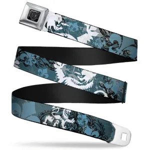BD Wings Logo CLOSE-UP Full Color Black Silver Seatbelt Belt - Gothic 8 Webbing