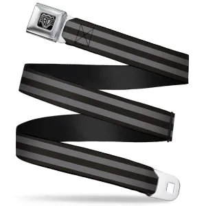 BD Wings Logo CLOSE-UP Full Color Black Silver Seatbelt Belt - Stripes 3Black/2Gray Webbing