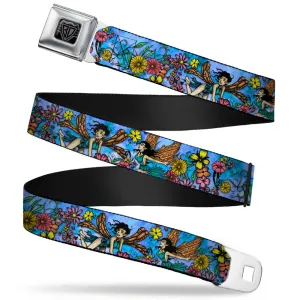 BD Wings Logo CLOSE-UP Full Color Black Silver Seatbelt Belt - TJ-Flower Fairy Webbing