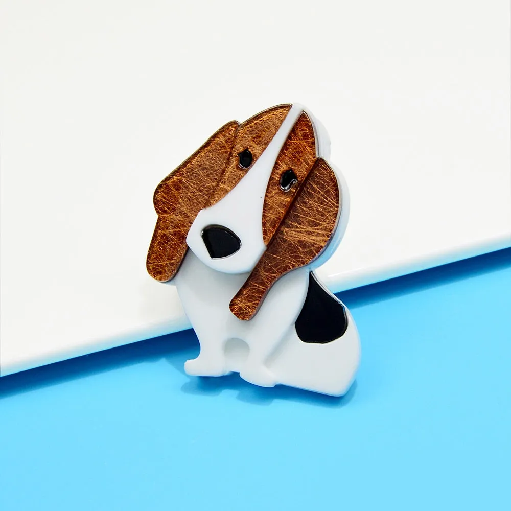Beautiful Cute Acrylic Long Ear Dog Brooches For Women