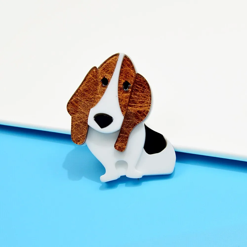 Beautiful Cute Acrylic Long Ear Dog Brooches For Women