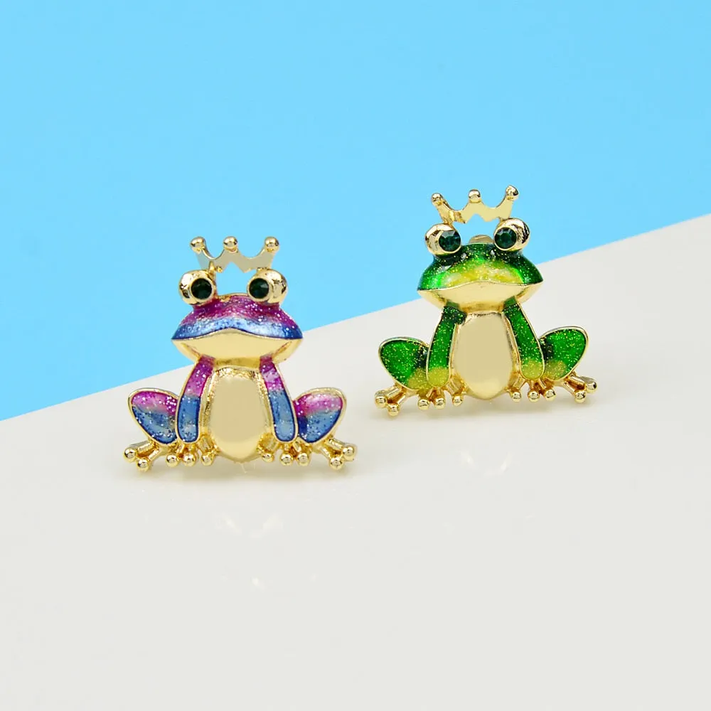 Beautiful Enamel Wear Crown Frog Brooches For Women And Men
