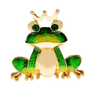 Beautiful Enamel Wear Crown Frog Brooches For Women And Men