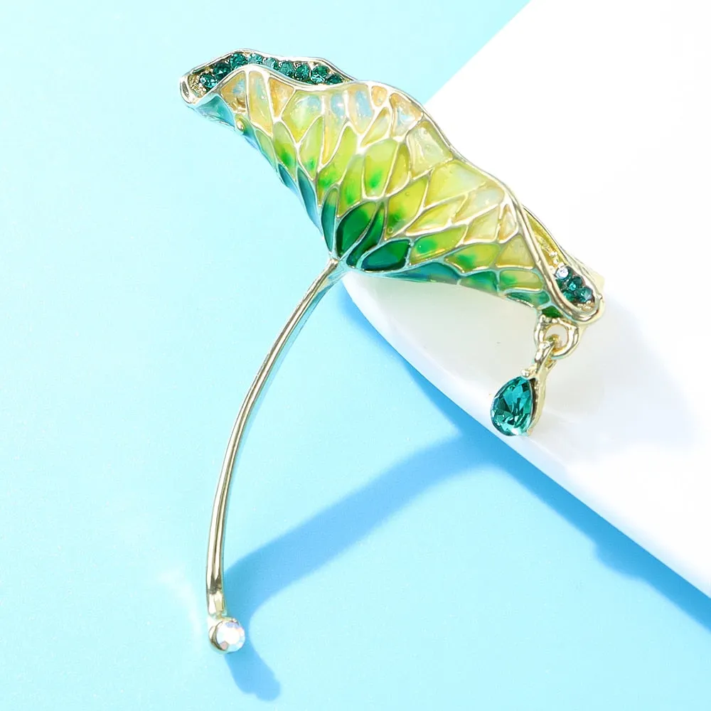 Beautiful Summer Lotus Leaf Brooches For Women