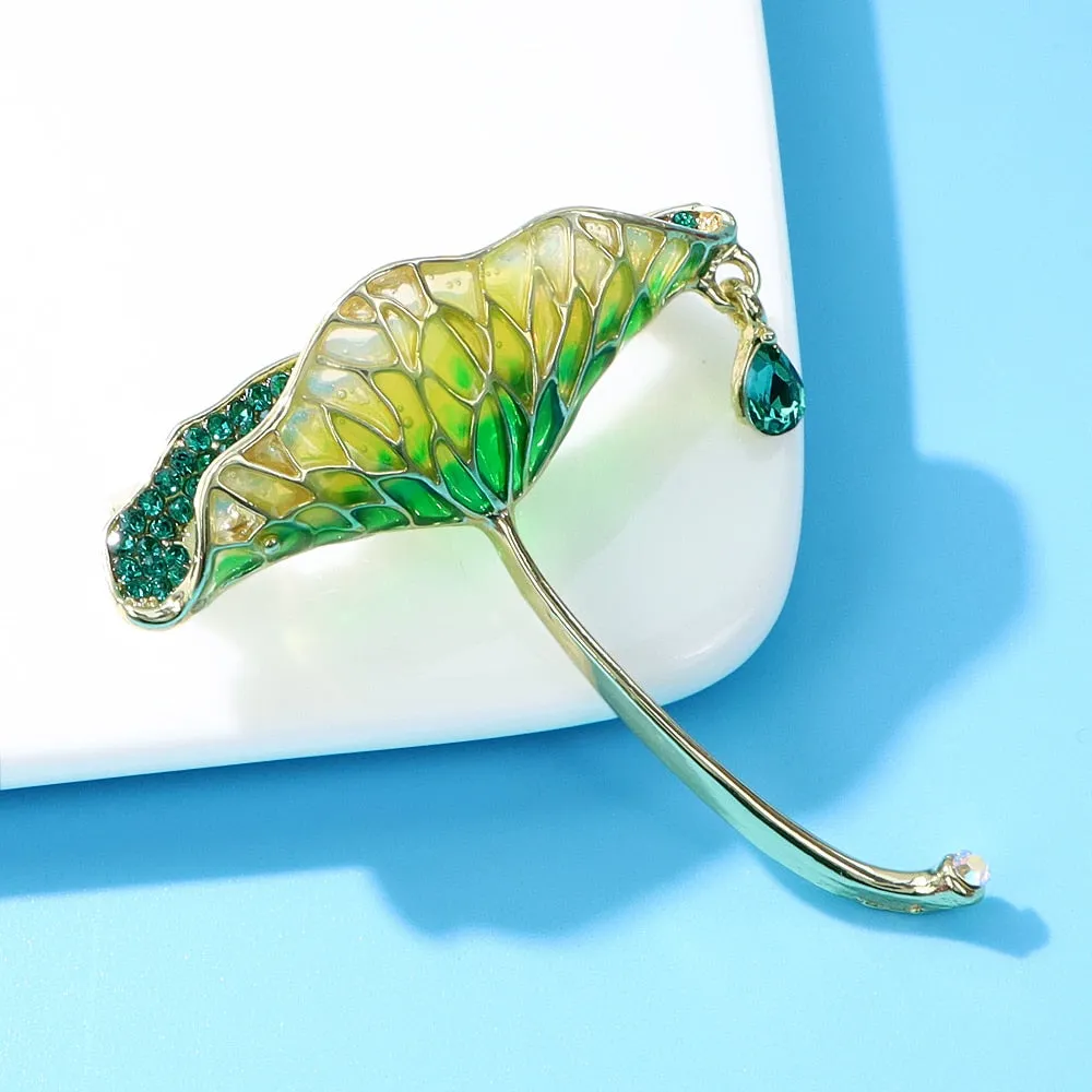Beautiful Summer Lotus Leaf Brooches For Women
