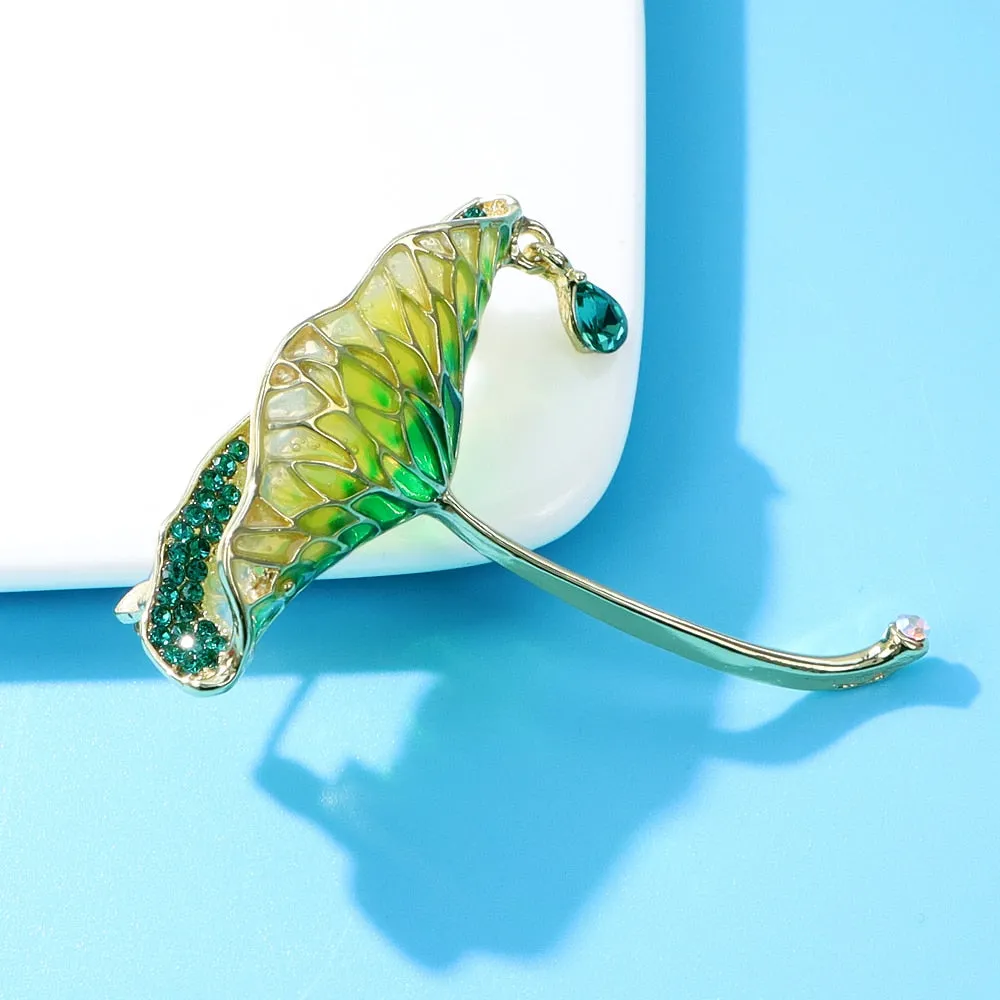 Beautiful Summer Lotus Leaf Brooches For Women