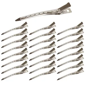 Beayuer 25 Pieces Duck Bill Hair Clips, 3.5 Inch Rustproof Metal Alligator Curl Clips with Holes for Hair Styling, Hair Coloring, Thick Hair Sectioning, Salon, Bows DIY, Silver (25 Pcs, Silver) 25 Count (Pack of 1)