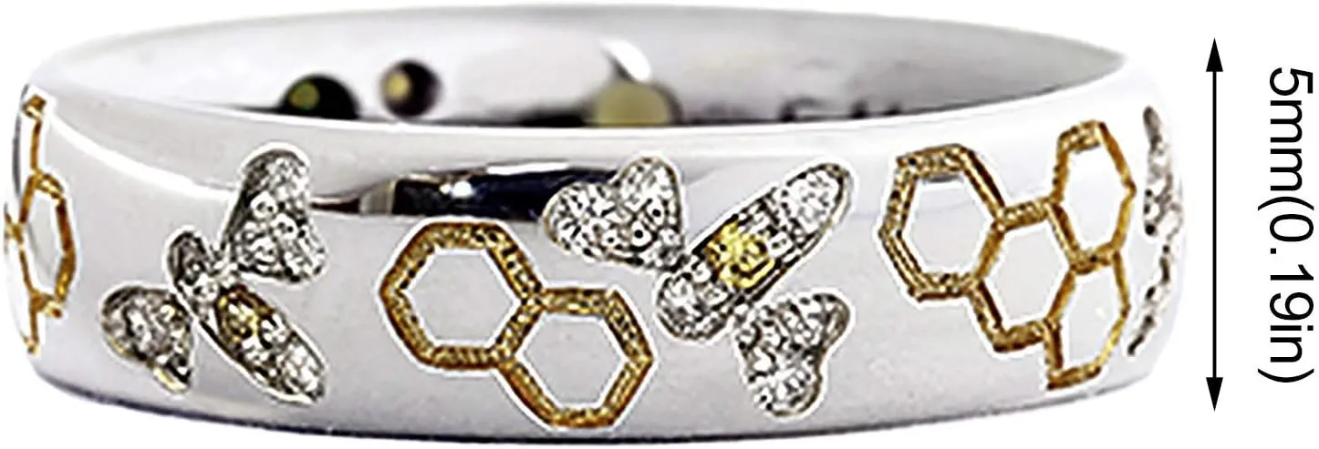 Bee Honeycomb Ring for Women Cute Rings Minimalist Design Rings