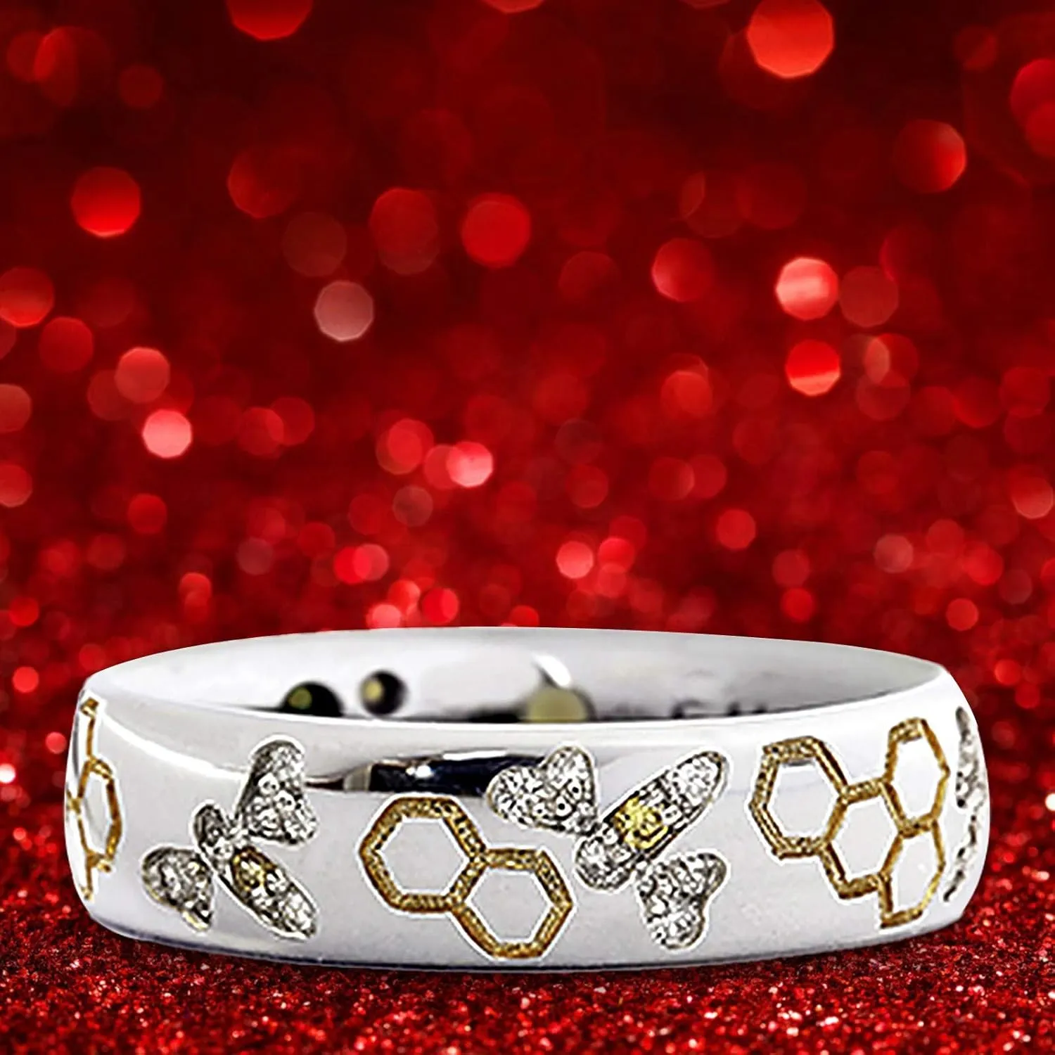 Bee Honeycomb Ring for Women Cute Rings Minimalist Design Rings