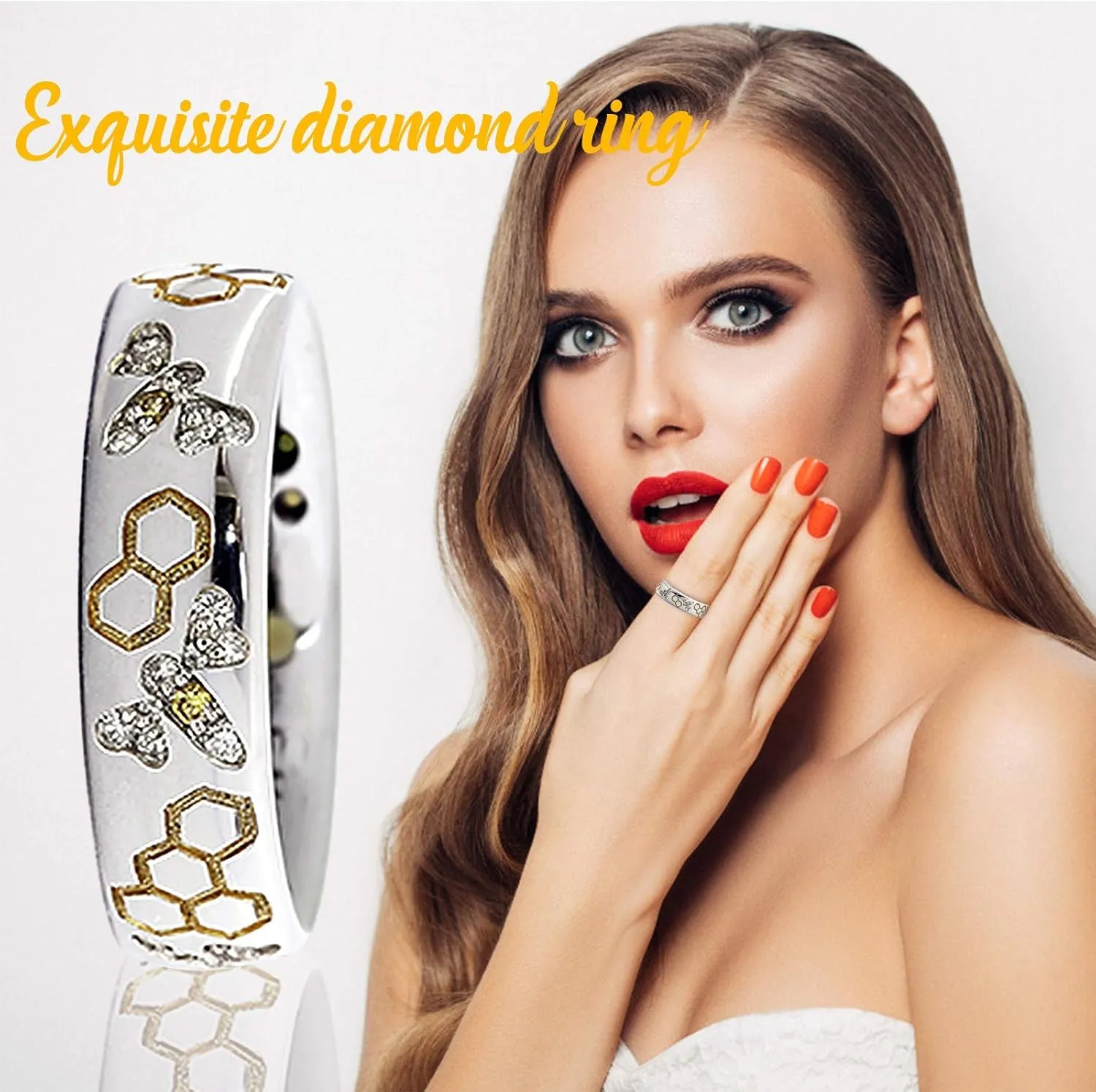 Bee Honeycomb Ring for Women Cute Rings Minimalist Design Rings