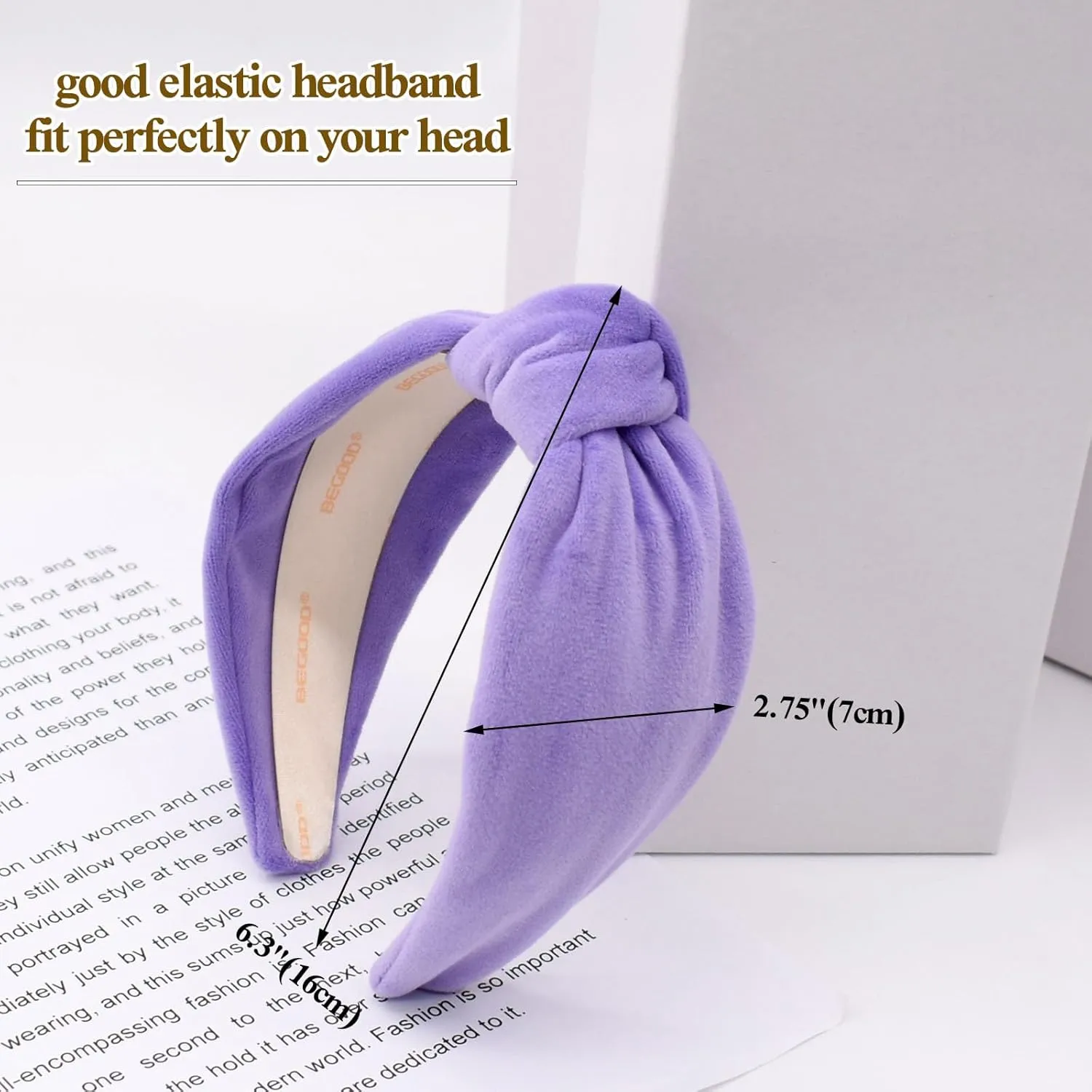 BEGOOD Women's Knotted Wide Velvet Headbands - Fashion Hairbands, Top Knot Turbans, Hair Accessories for Girls (2Pcs)