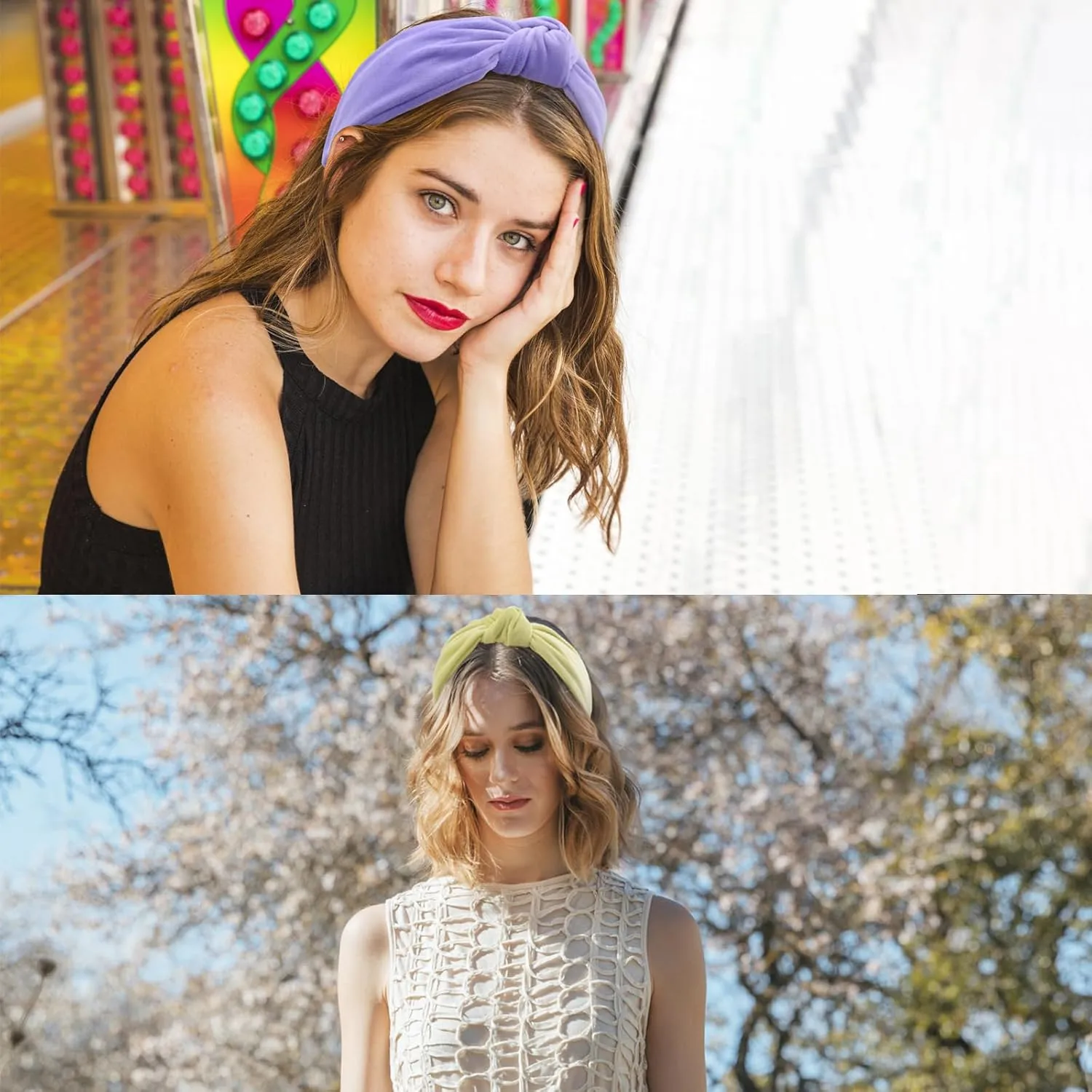 BEGOOD Women's Knotted Wide Velvet Headbands - Fashion Hairbands, Top Knot Turbans, Hair Accessories for Girls (2Pcs)