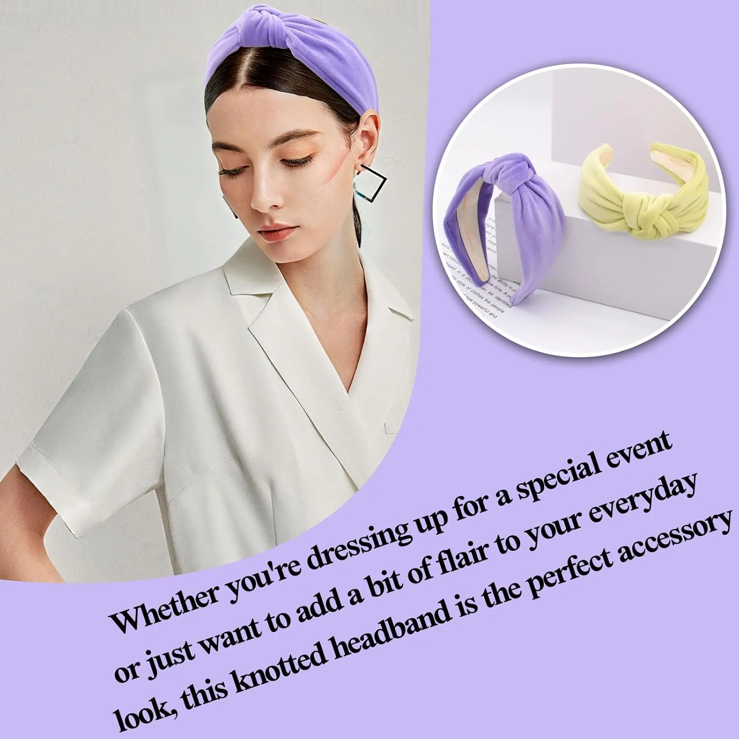 BEGOOD Women's Knotted Wide Velvet Headbands - Fashion Hairbands, Top Knot Turbans, Hair Accessories for Girls (2Pcs)