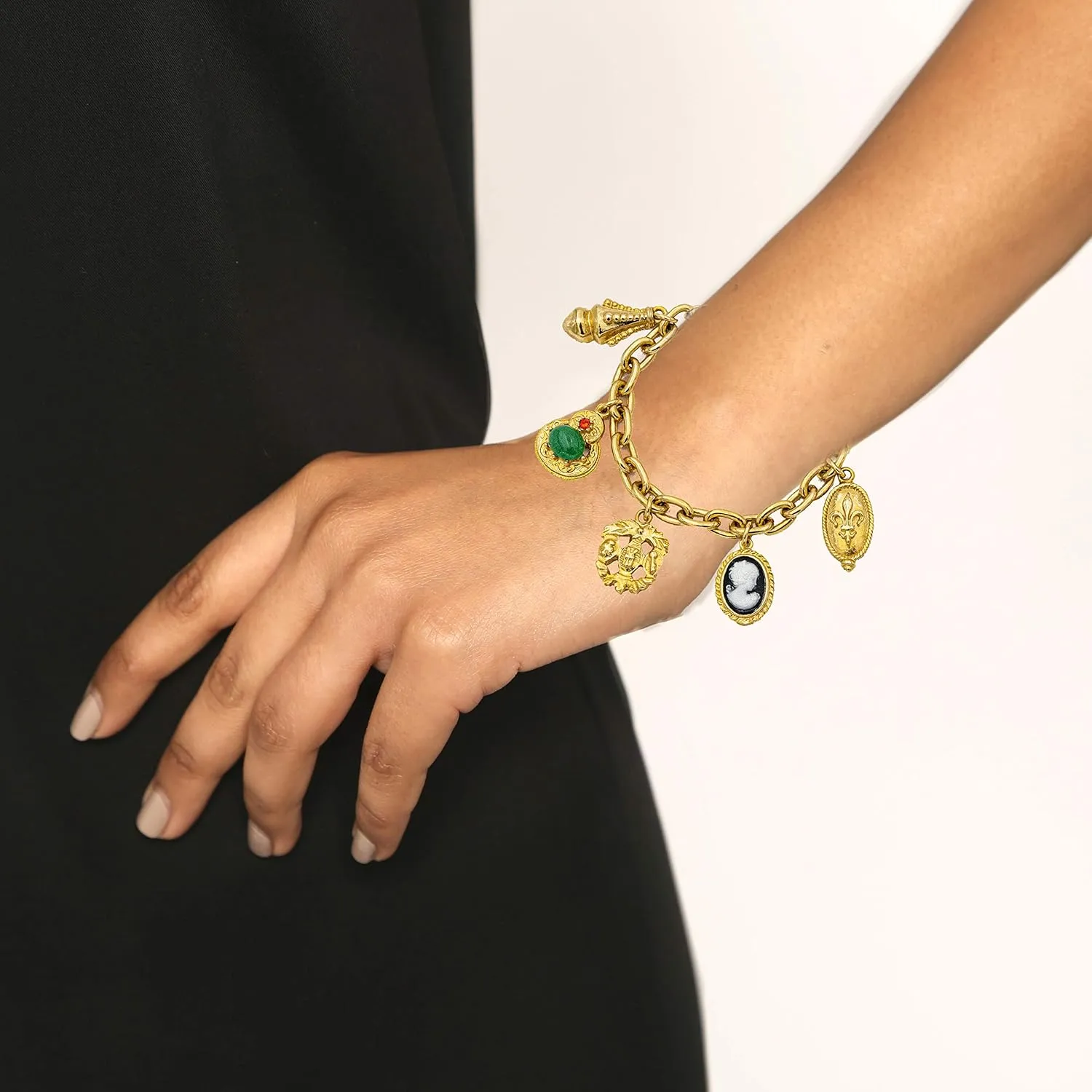 Ben-Amun Jewelry Royal Charm Vintage-Inspired Gold Multi Charm Bracelet