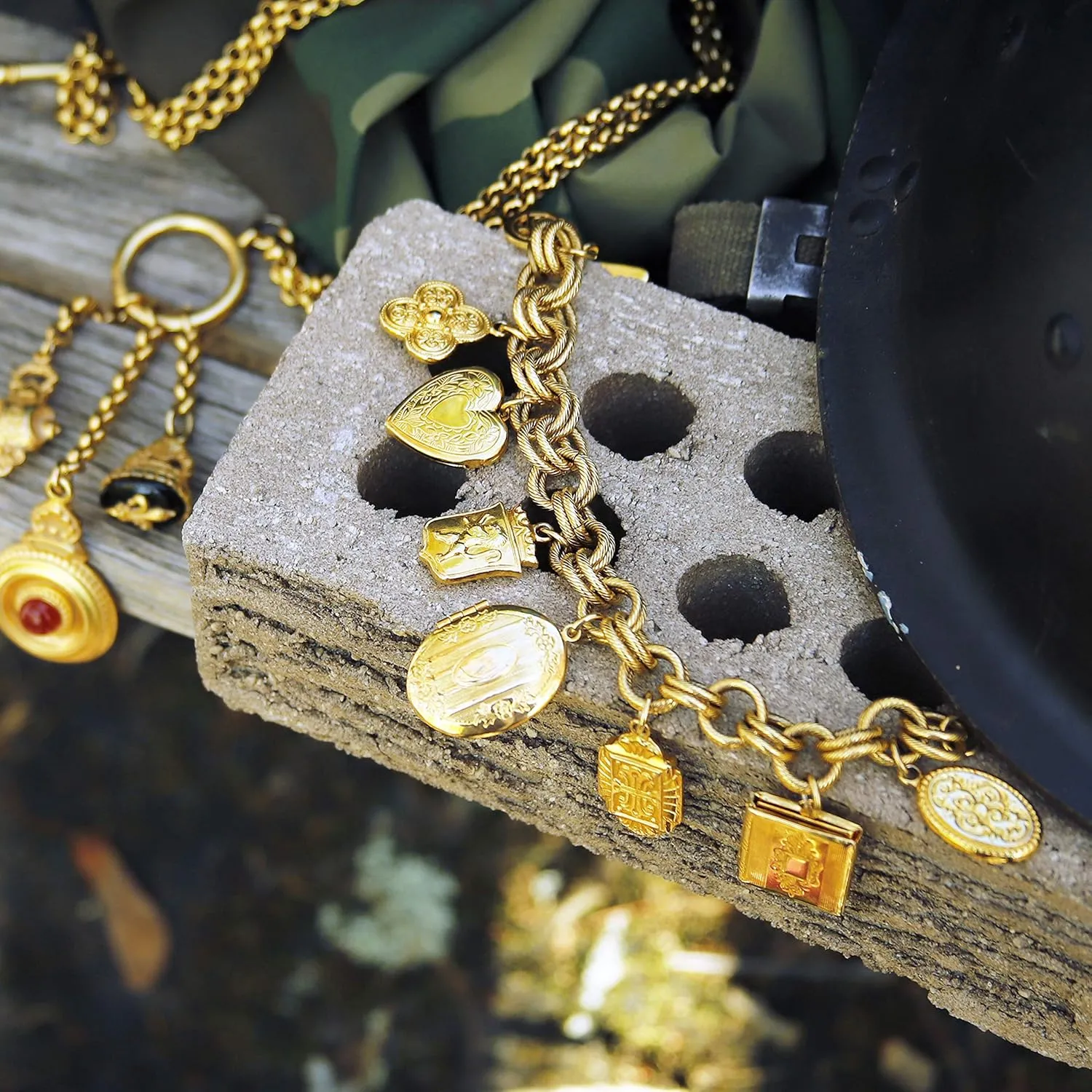 Ben-Amun Jewelry Royal Charm Vintage-Inspired Gold Multi Charm Bracelet