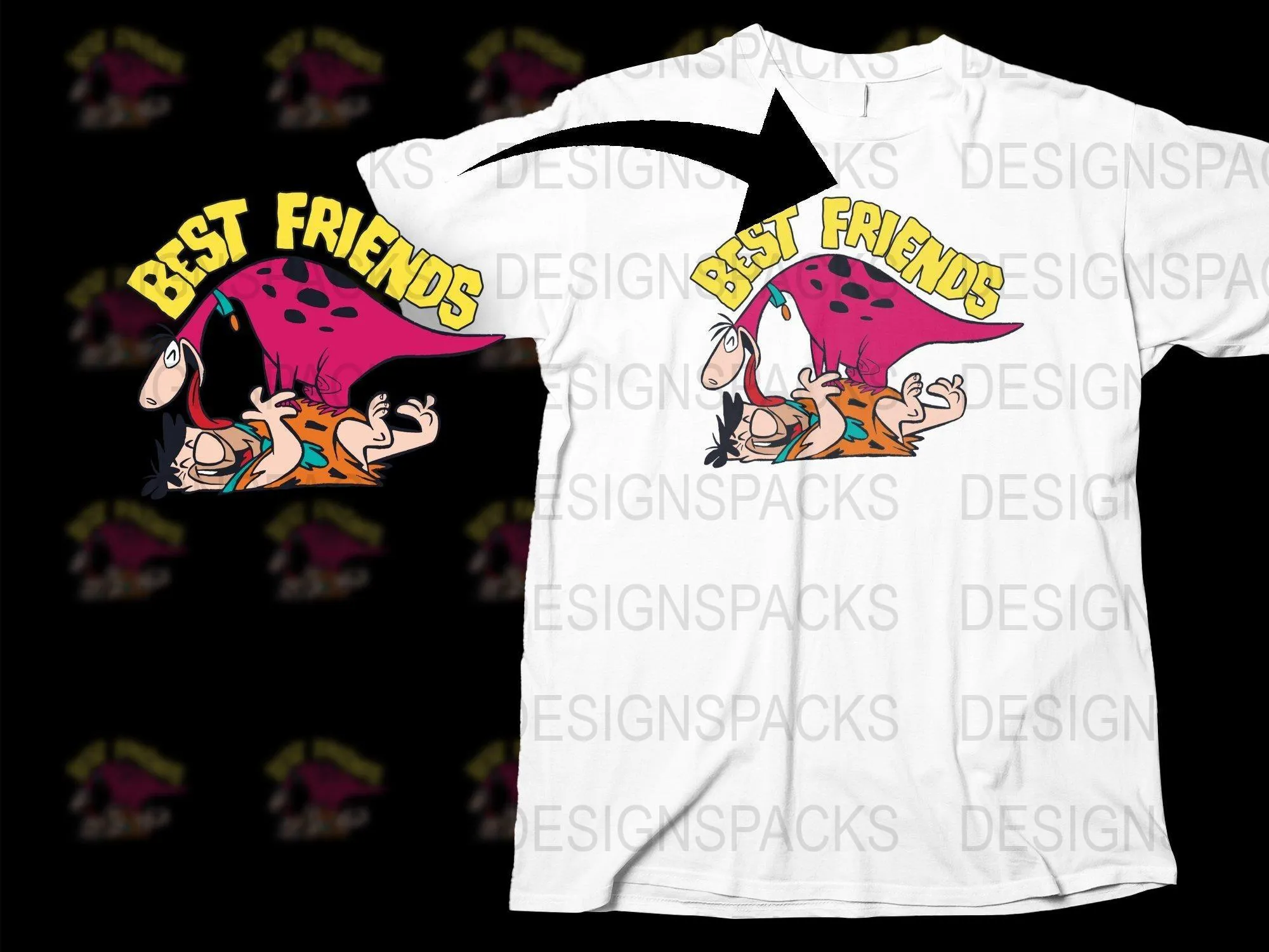 Best Friends Dinosaur and Man Design Png Digital Download