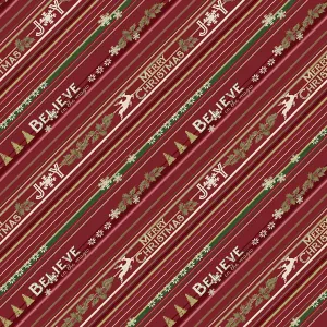 Better Not Pout by Clothworks CHRISTMAS STRIPE/DK RED