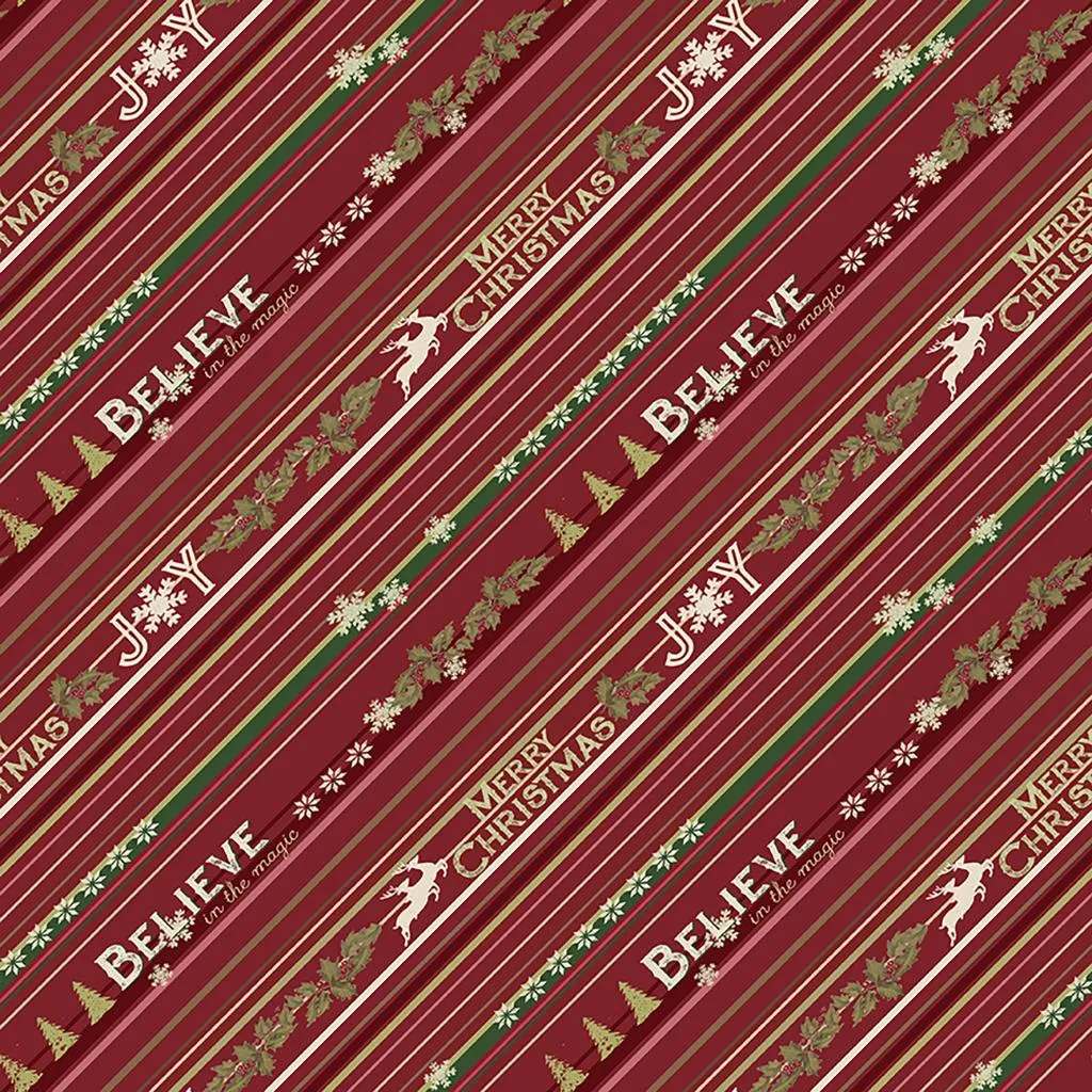 Better Not Pout by Clothworks CHRISTMAS STRIPE/DK RED