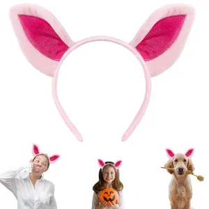 Beviliu Pig Ears Headband - Animal Pig Ears Costume for Adult, Cat Dog Bunny Fox Ears Headwear for Halloween Christmas Animal Theme Party Cosplay