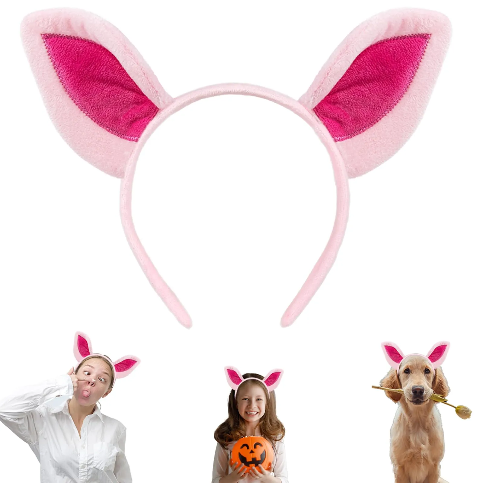 Beviliu Pig Ears Headband - Animal Pig Ears Costume for Adult, Cat Dog Bunny Fox Ears Headwear for Halloween Christmas Animal Theme Party Cosplay